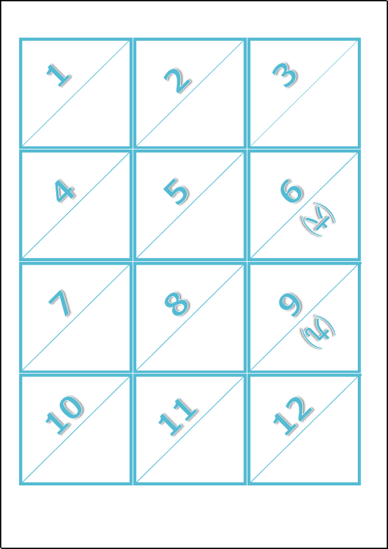 番号くじテンプレート（Excel）：三角くじ／番号札（1〜12）