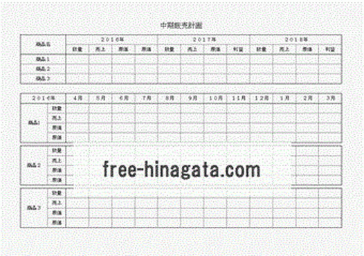 販売計画書 Excel作成の無料の雛形 中期計画書と長期計画書の2書式