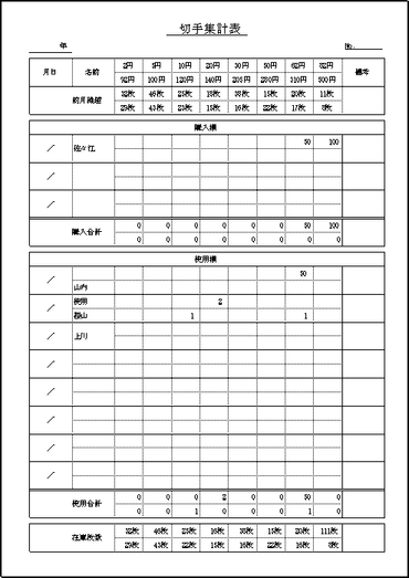 切手集計表のexcelテンプレートダウンロード 数が合わない対策