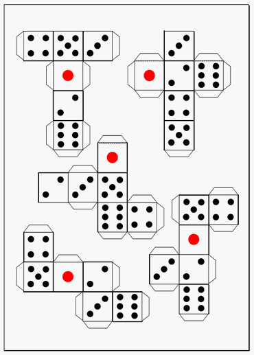 Excelで作成したのりしろ付きサイコロ展開図